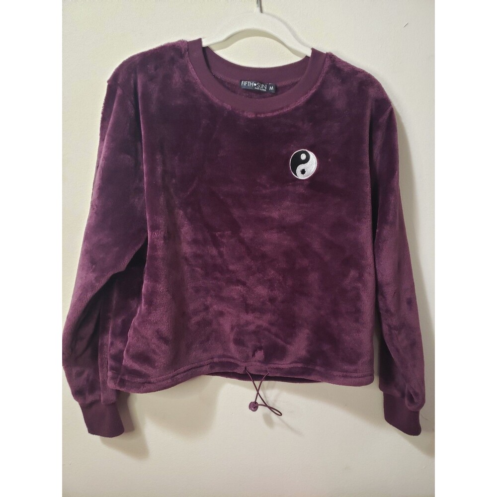 Youth Girl's Purple Yin Yang velour Sweatshirt - Size M - used